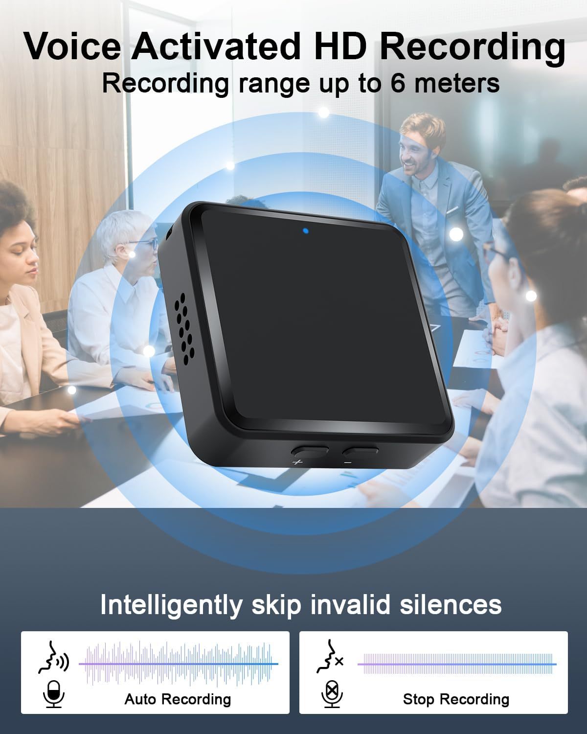 Magnetic Digital Voice Recorder With AI-Triple Noise Reduction,Portable Audio Recorder Compatible With Smart Cell Phone PC Recording Device For Lectures,Meetings,Interviews,Black