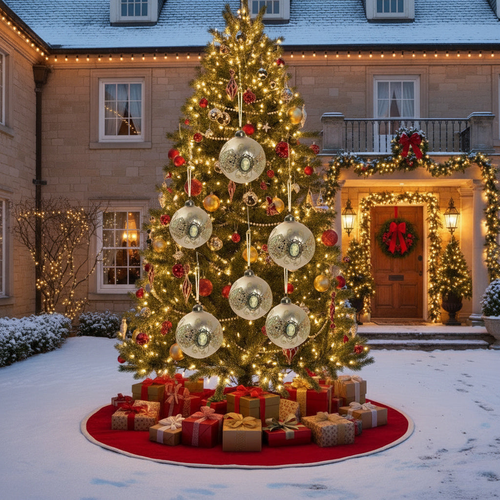 6PCS Set 3.9in Christmas Glass Ball Ornaments Tree Hanging  Holiday Party Home Decor