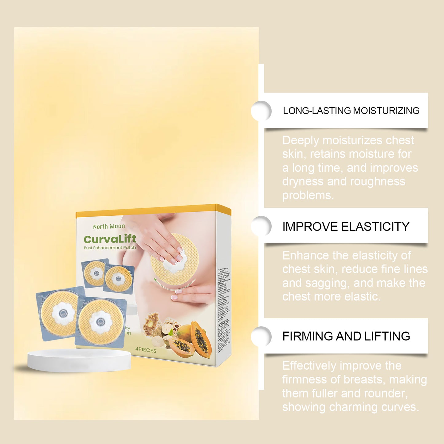 North Moon Women's Chest Stickers Women's Breast Patch Nourishing Care Chest Lightweight Breathable Invisible Patch