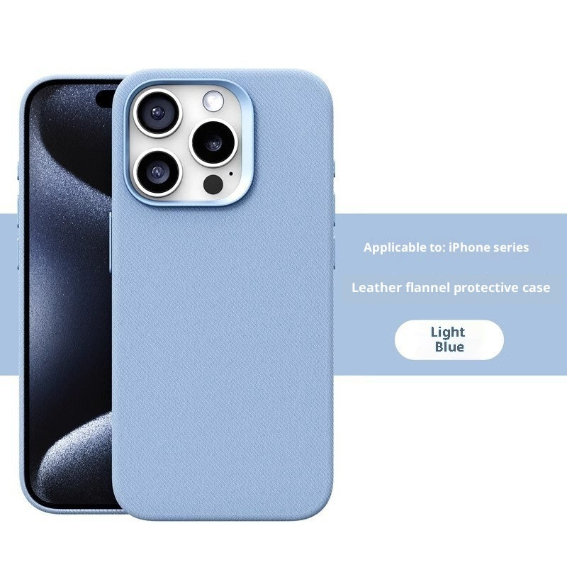 Custodia magnetica in pelle e tessuto di flanella per iPhone 17/Air/Pro/Promax