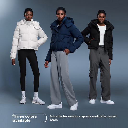 90 White Duck Down Women's New Winter Detachable Hooded Thick Warm Loose Fashion Coat