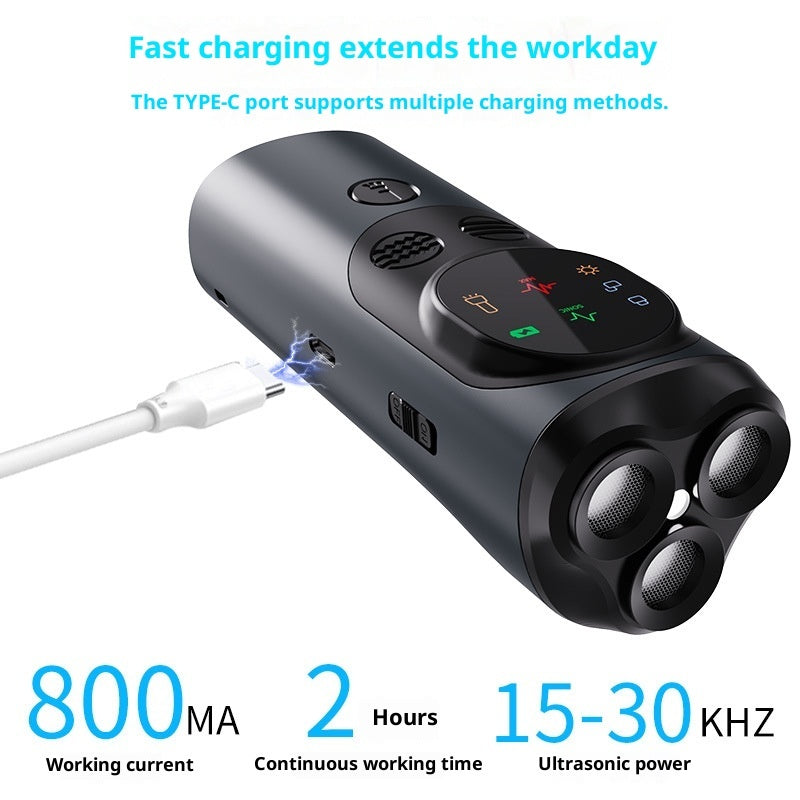 Ultrasonic Three-head Dog Repellent Bark Stopper Handheld Portable Dog Trainer With Light Dog Repellent Anti-dog Bite Driving Device
