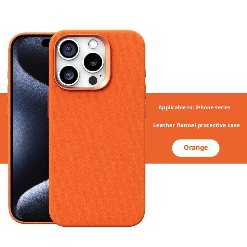 Custodia magnetica in pelle e tessuto di flanella per iPhone 17/Air/Pro/Promax