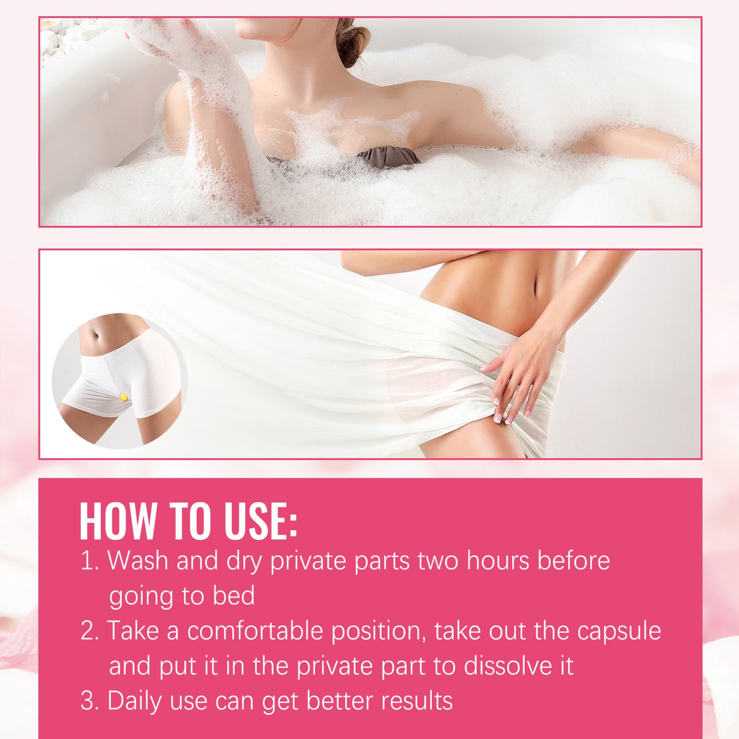 EELHOE Women's Care Capsules Gentle Cleansing Itch Odor Moisturizing Care for Women's Body Care Capsules