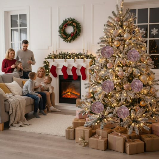 6PCS Set 3.9in Christmas Ball Ornaments Glass Hanging Decor Vibrant Colors For Holiday Tree & Party Easy To Hang