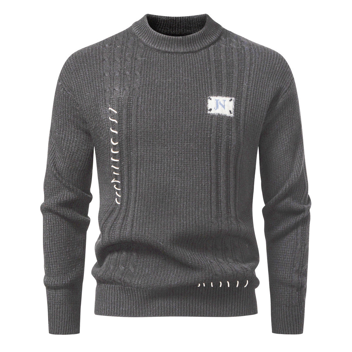 Simple Men's Solid Color Pullover Sweater