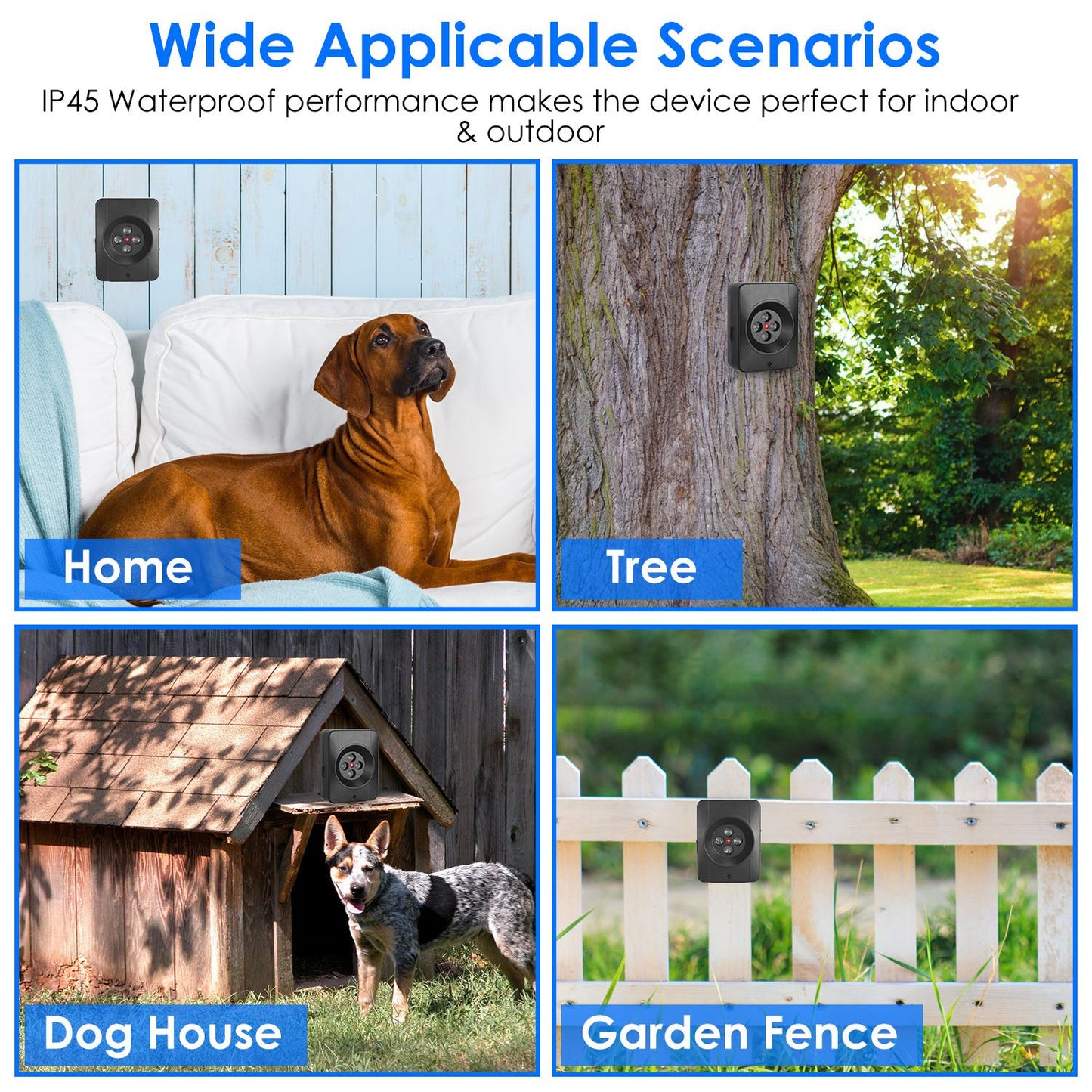 1Pc Ultrasonic Anti Barking Device Indoor Outdoor Dog Bark Control With 3 Frequency Levels Max 32.8Feet Sensing Distance For Most Dog Sizes