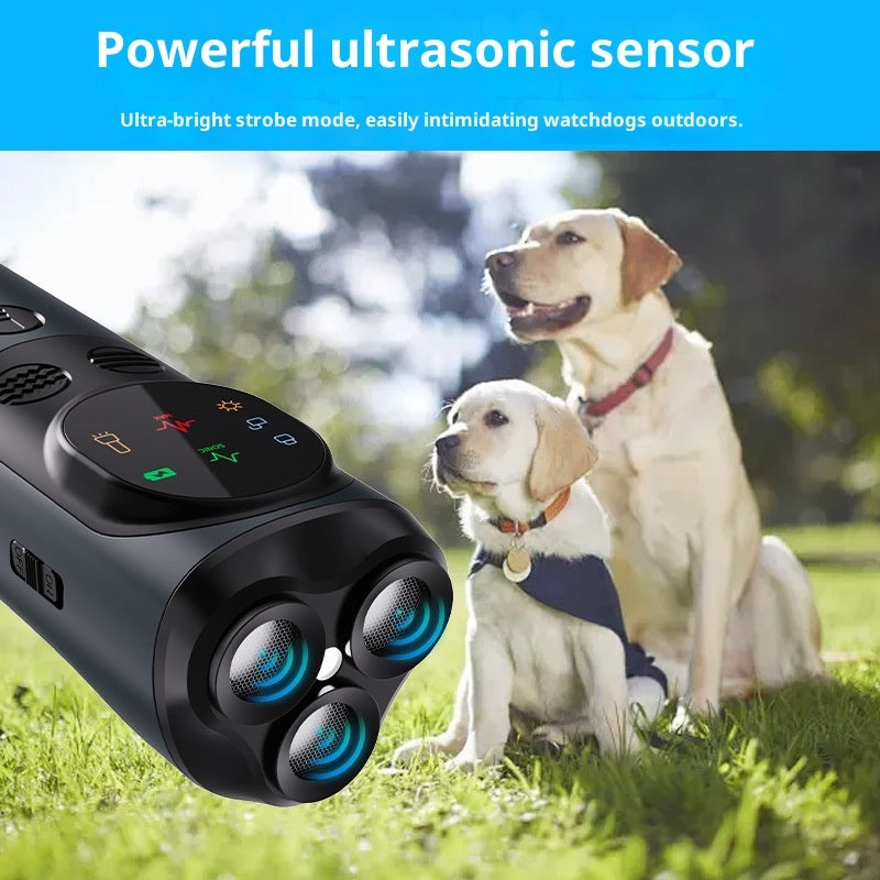 Ultrasonic Three-head Dog Repellent Bark Stopper Handheld Portable Dog Trainer With Light Dog Repellent Anti-dog Bite Driving Device
