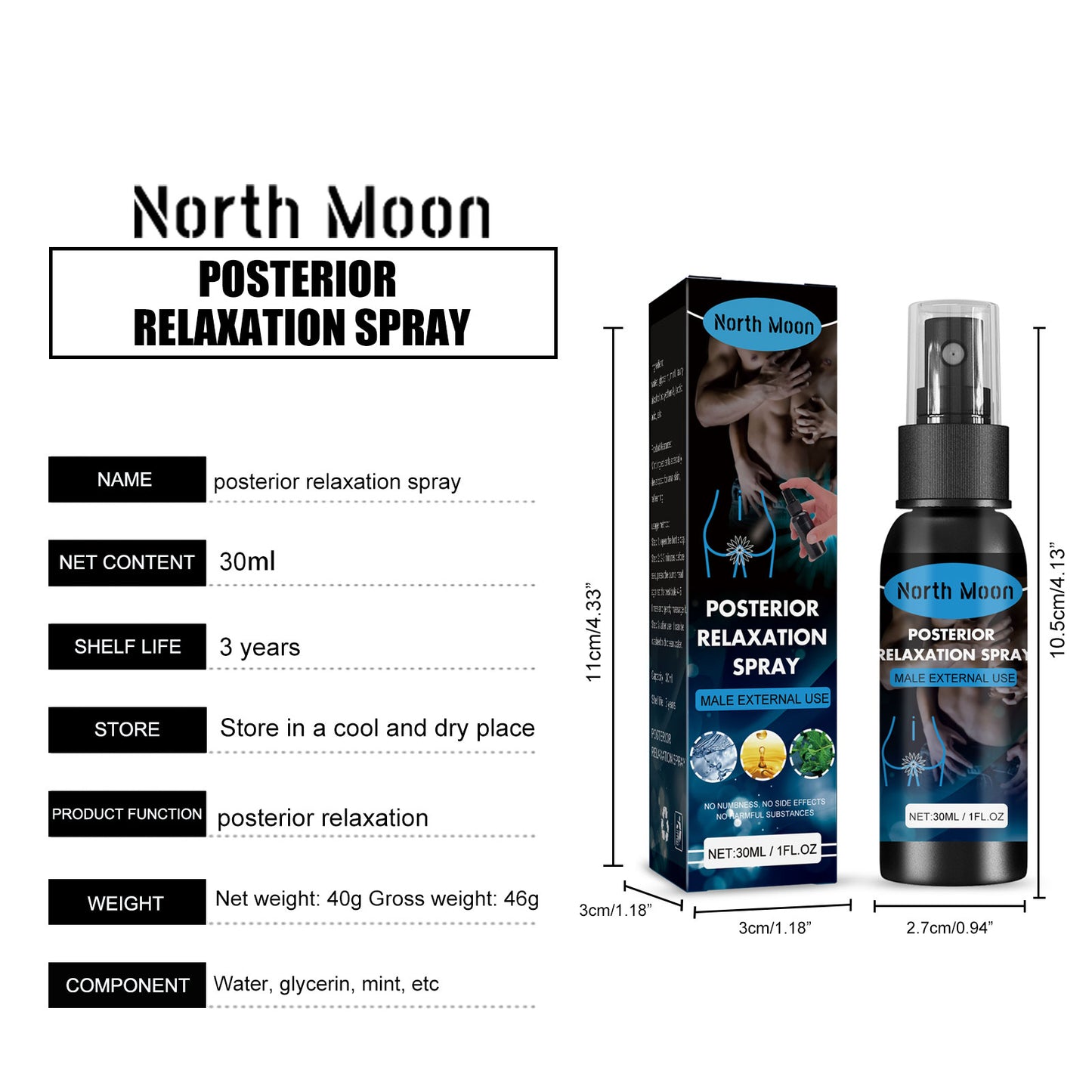 North Moon Men's Care Spray Body Care Strengthening and Endurance Care Spray