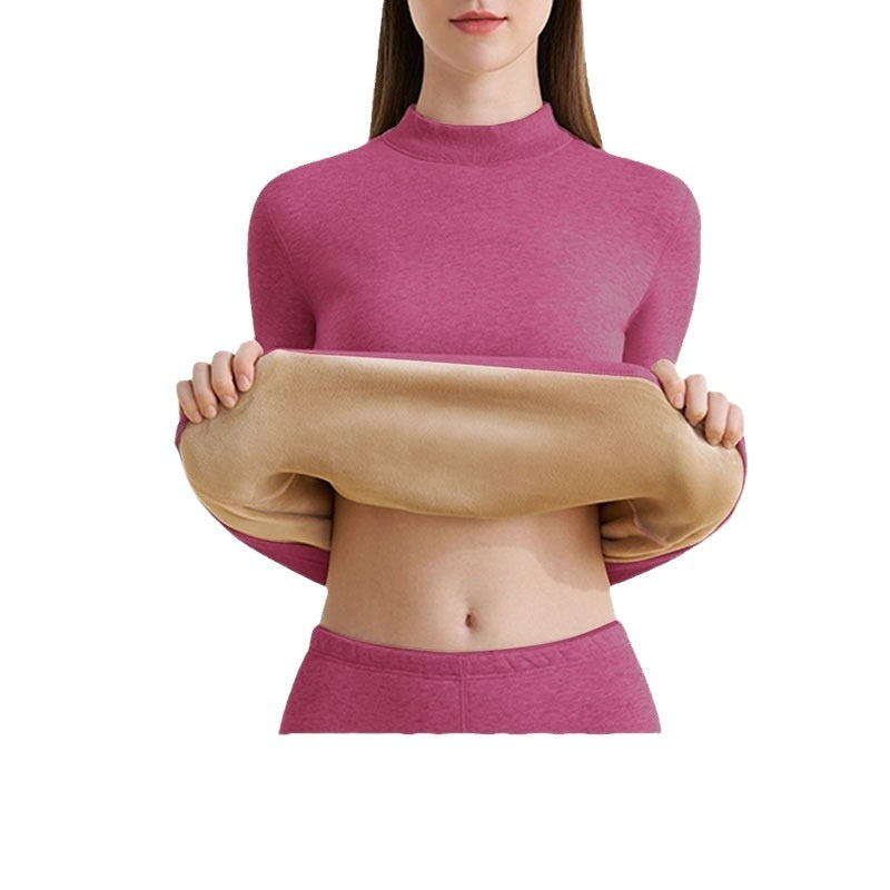 Thickened High-necked Lambswool Dralon Thermal Underwear Women's Suit