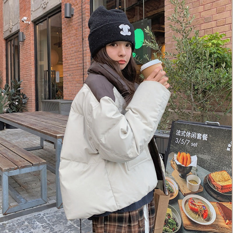 Women's Cotton-padded Short Loose Leather Coat