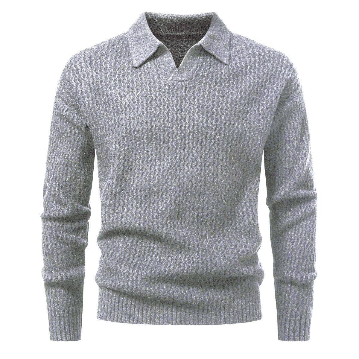Men's Solid Color Turtleneck Sweater Cable Knit Long Sleeve Top