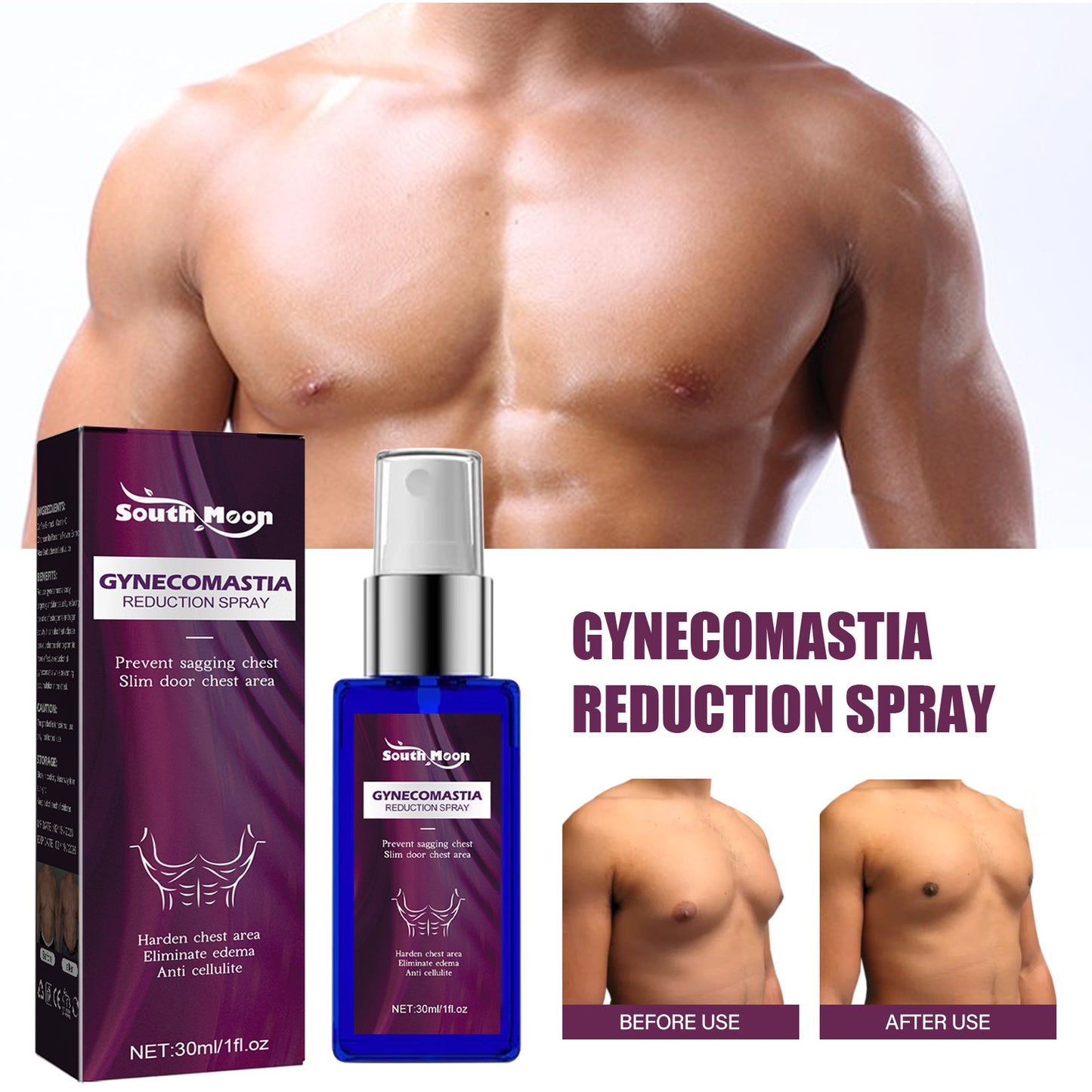 South Moon Men's Chest Care Spray Massage Chest Muscle Shaping Body Care Spray