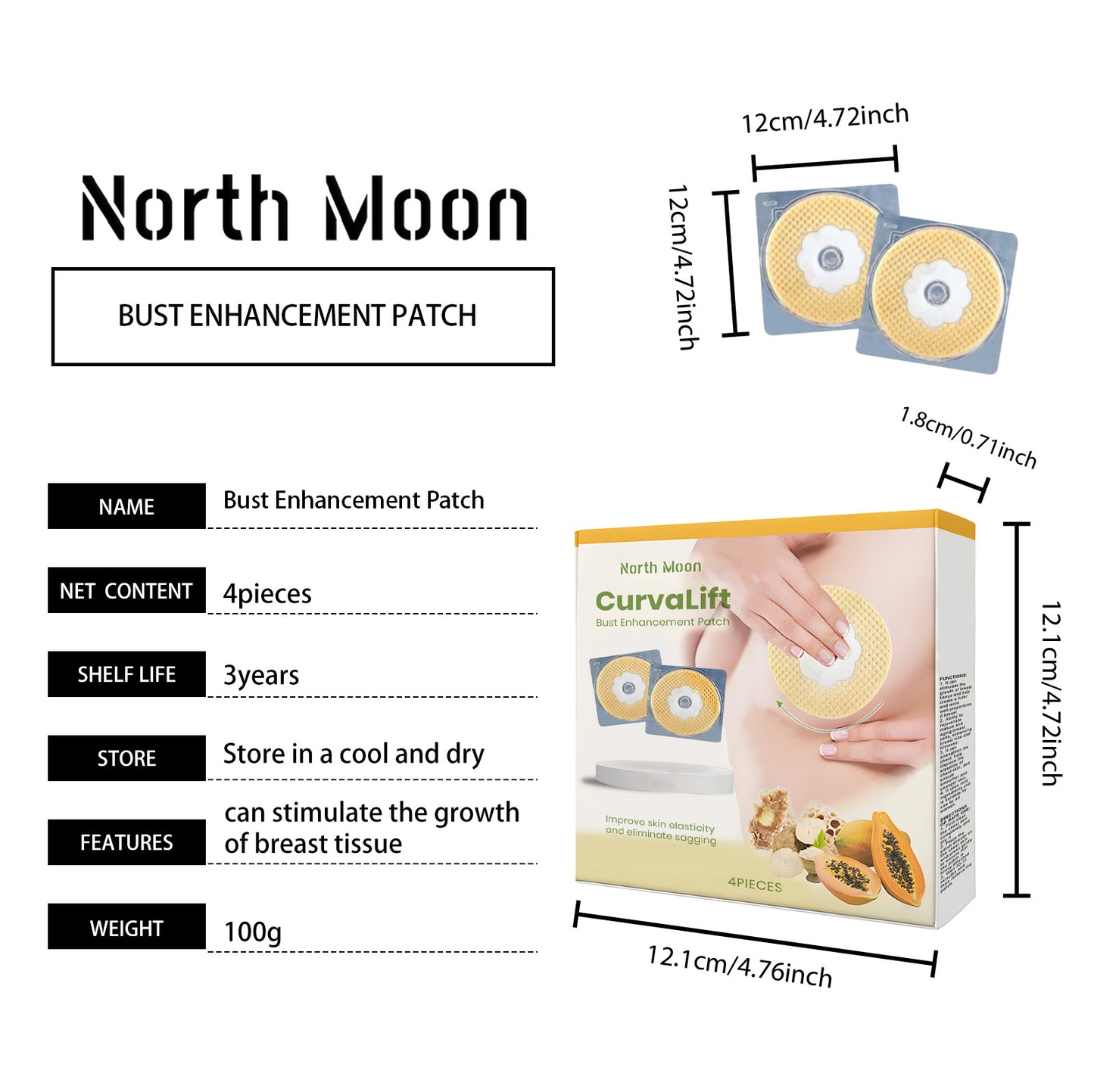 North Moon Women's Chest Stickers Women's Breast Patch Nourishing Care Chest Lightweight Breathable Invisible Patch