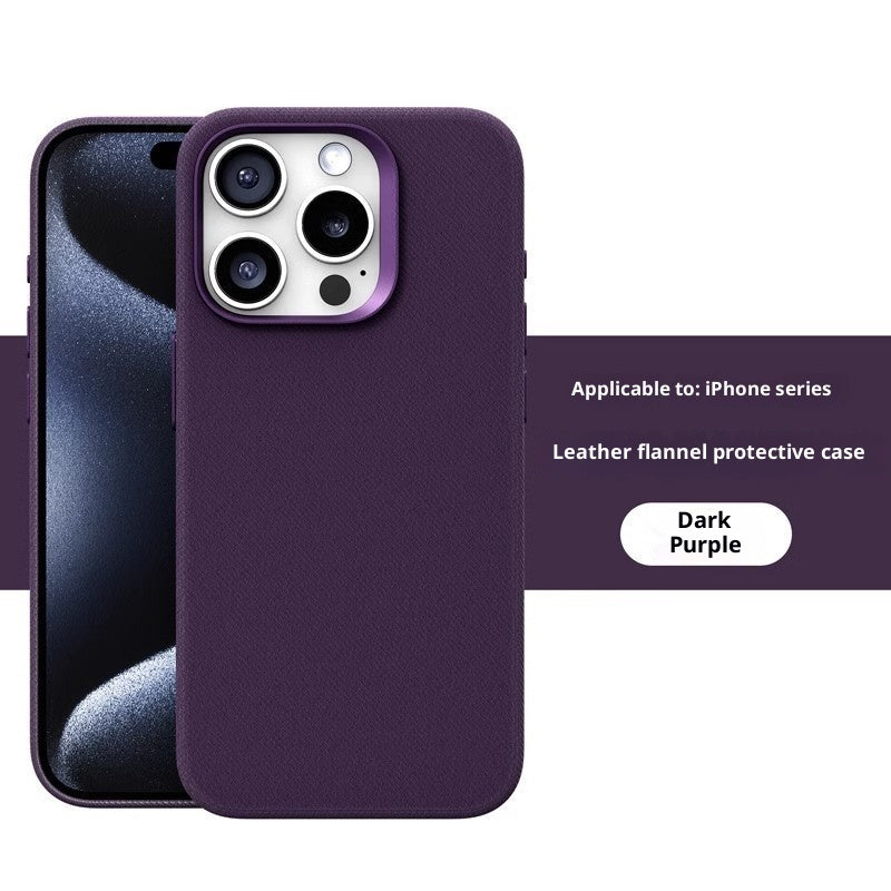 Custodia magnetica in pelle e tessuto di flanella per iPhone 17/Air/Pro/Promax
