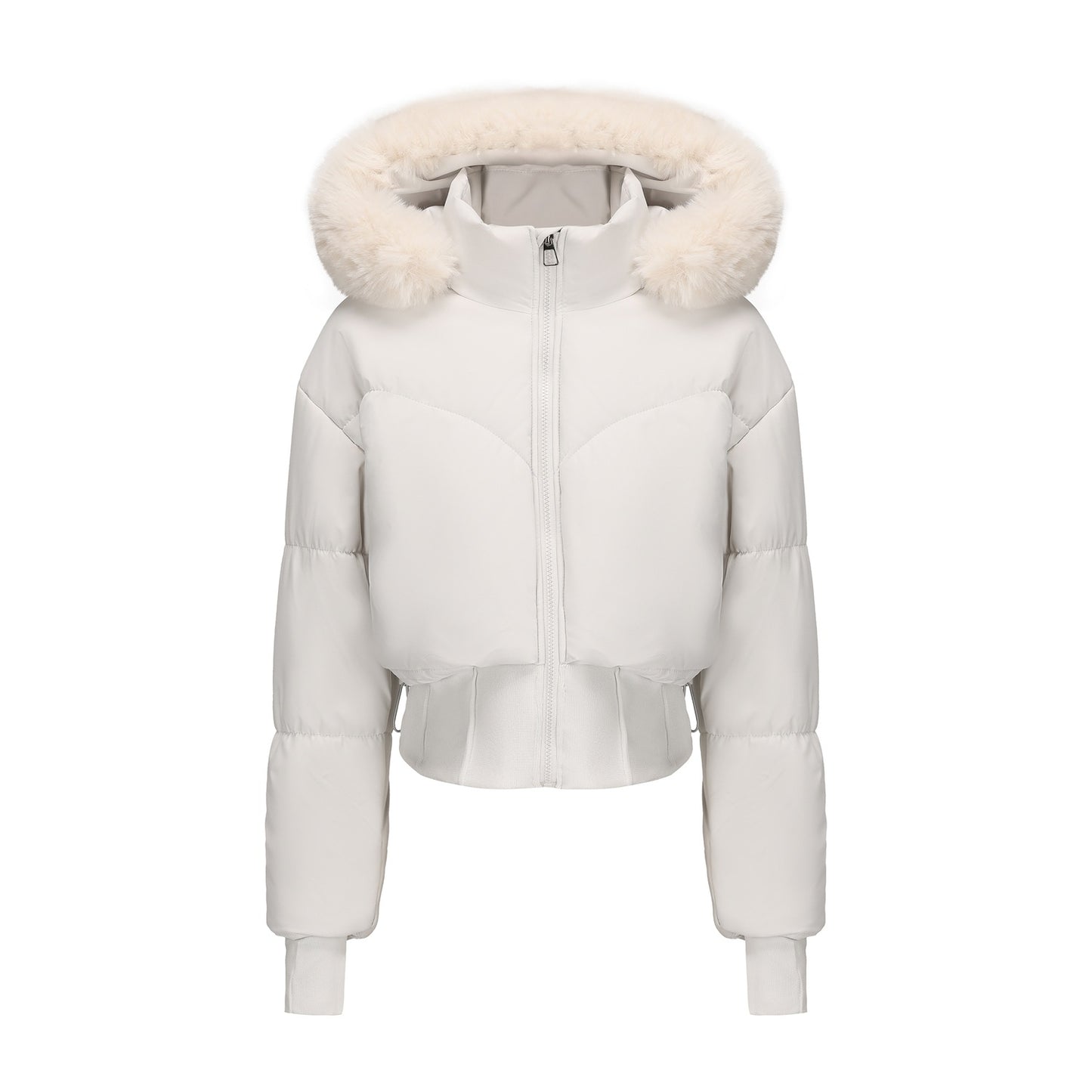 Women's Waist-tight Big Fur Collar Hooded Short Cotton Jacket