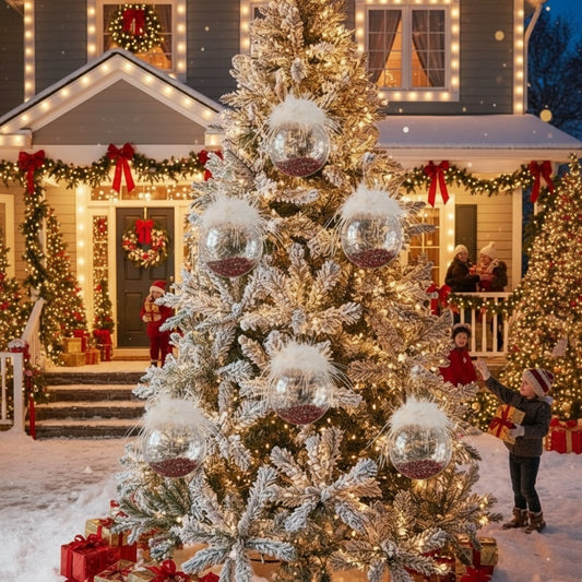 6PCS Set 3.9in Christmas Ball Tree Ornaments Glass Hanging Balls For Holiday Party & Home Decor