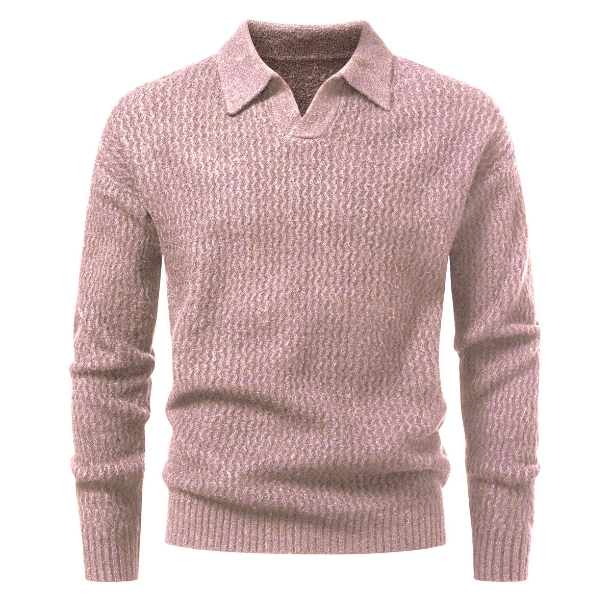 Men's Solid Color Turtleneck Sweater Cable Knit Long Sleeve Top