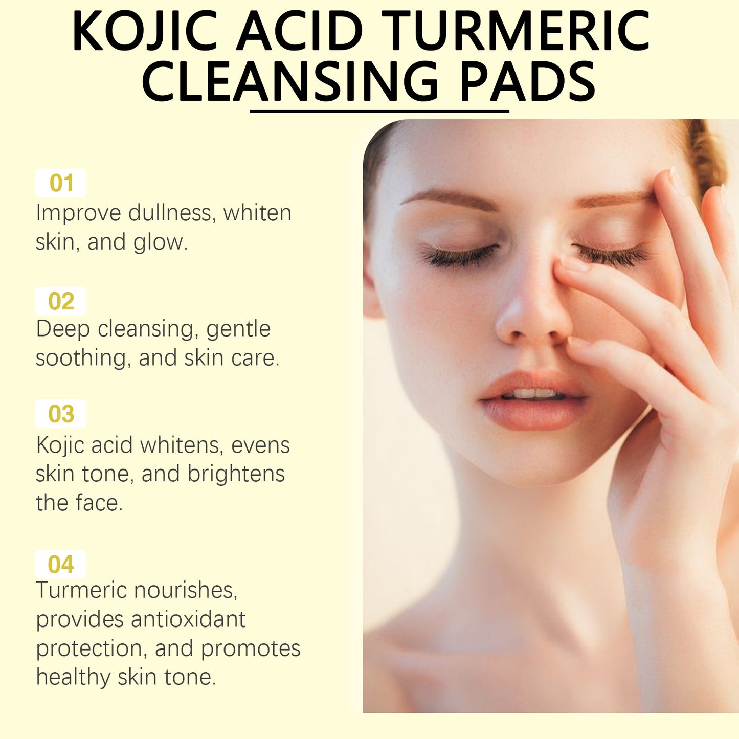 Jaysuing Turmeric Cleaning Pad Gentle cleansing, repairing dull skin, hydrating, nourishing, and brightening complexion