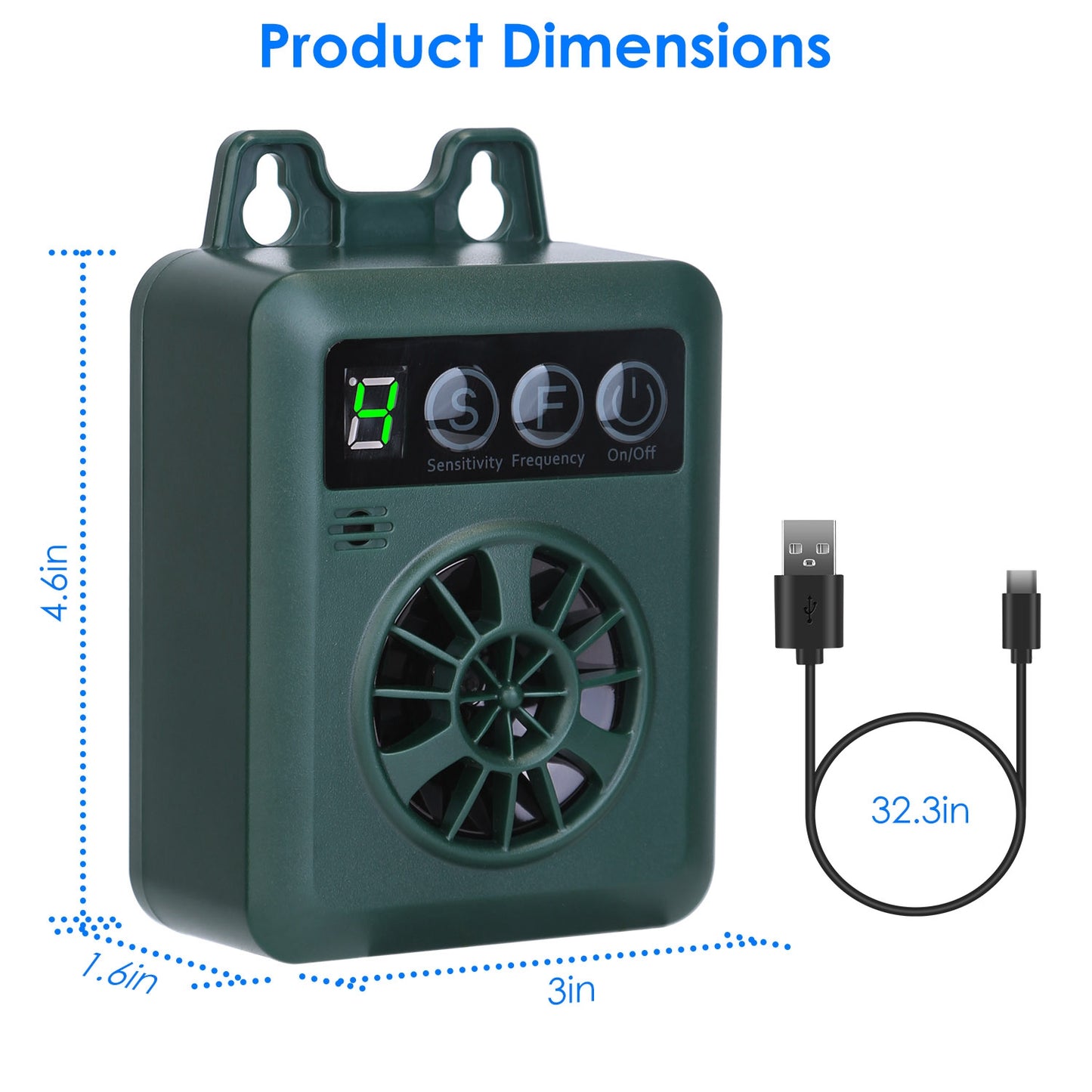 1Pc Anti-barking Device 49.2Feet Sensing Ultrasonic Bark Deterrent With 4 Frequency Levels 4 Sensitivity Levels Indoor Outdoor Dog Bark Control