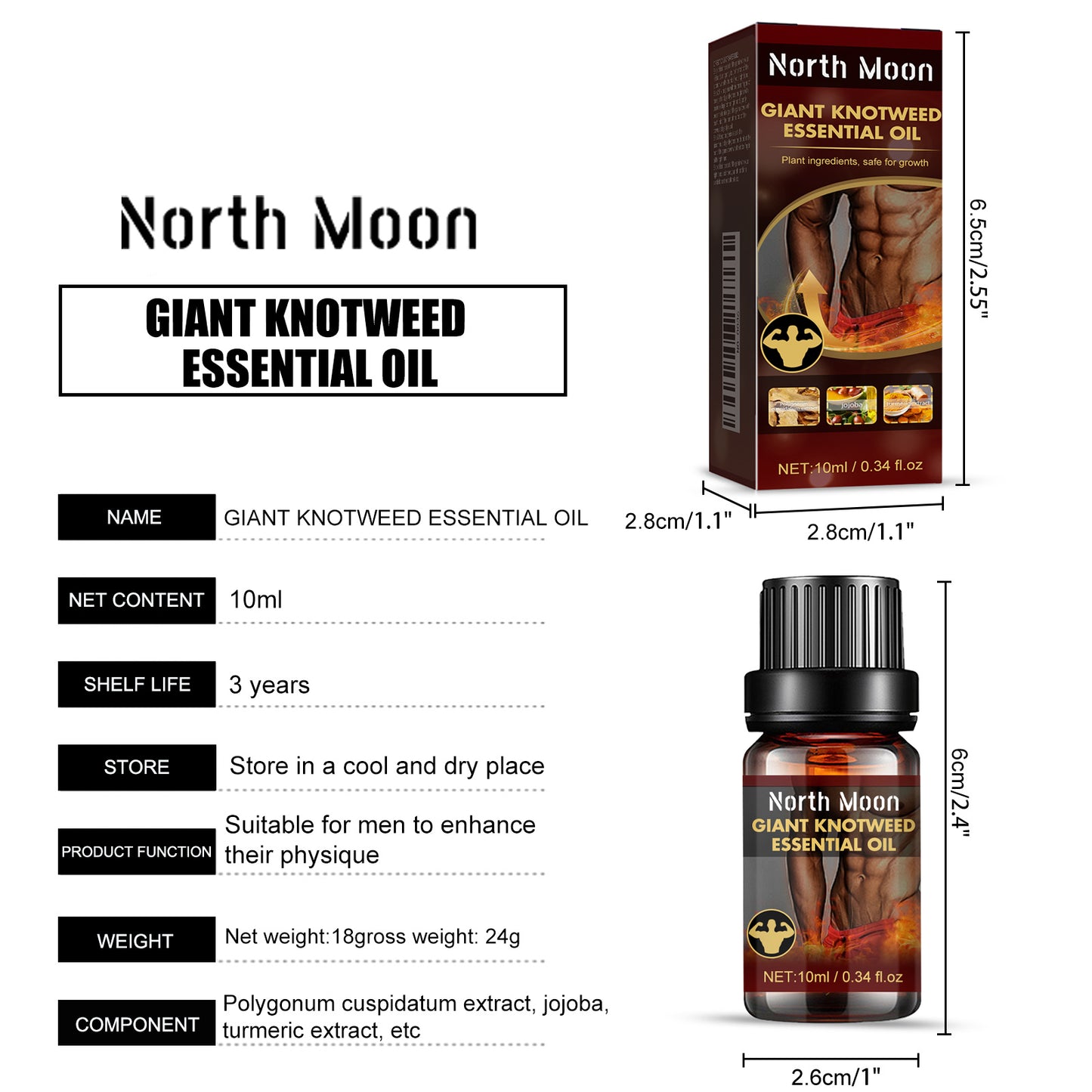North Moon Men's Body Massage Essential Oil Body Skin Care External Massage Essential Oil Enhance Endurance
