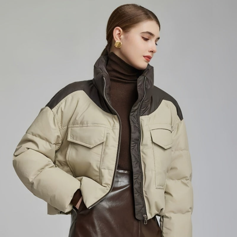 Women's Cotton-padded Short Loose Leather Coat