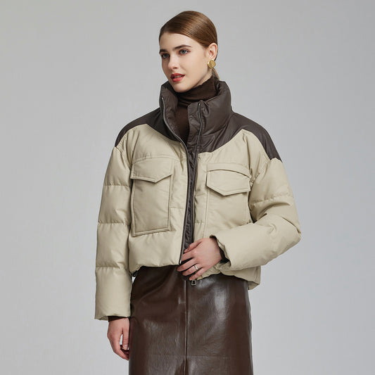 Women's Cotton-padded Short Loose Leather Coat