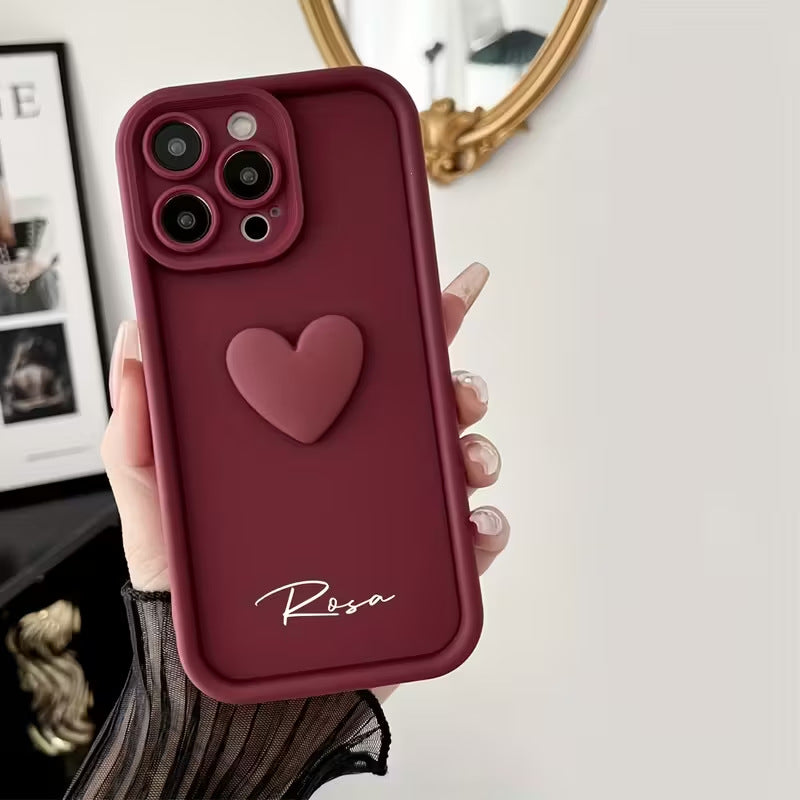 Simple And Stylish English Phone Case With 3D Heart
