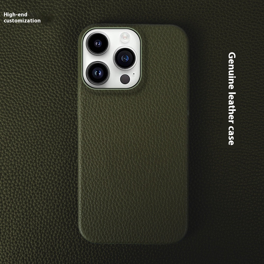 Simple Solid Color Leather Half Pack Phone Case