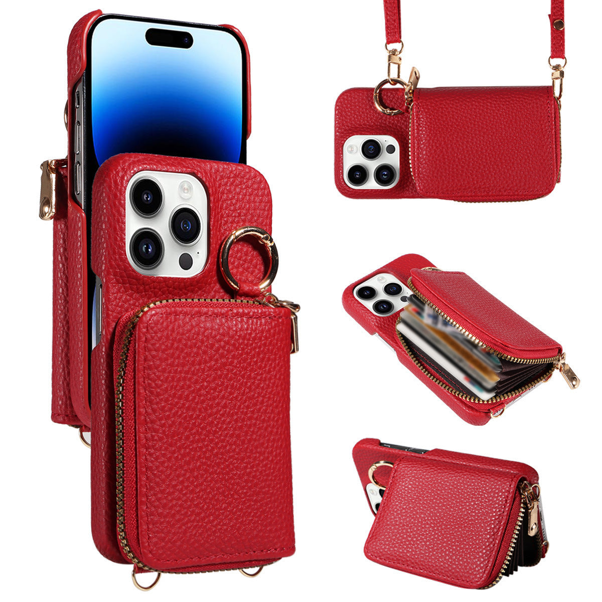 Mobile Phone Protective Case With Built-in Coin Purse, Anti-drop Leather Phone Case