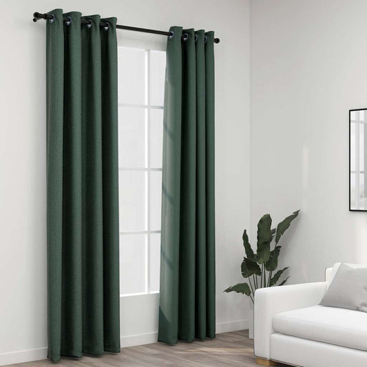 blackout curtains with eyelets, linen look, 2 pieces.   blackout curtains