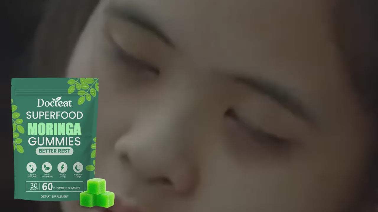 Docteat Moringa Sleep Support Gummies - Herbal Dietary Supplement for Nighttime Relaxation, Vegan & Natural Ingredients, 60 Count